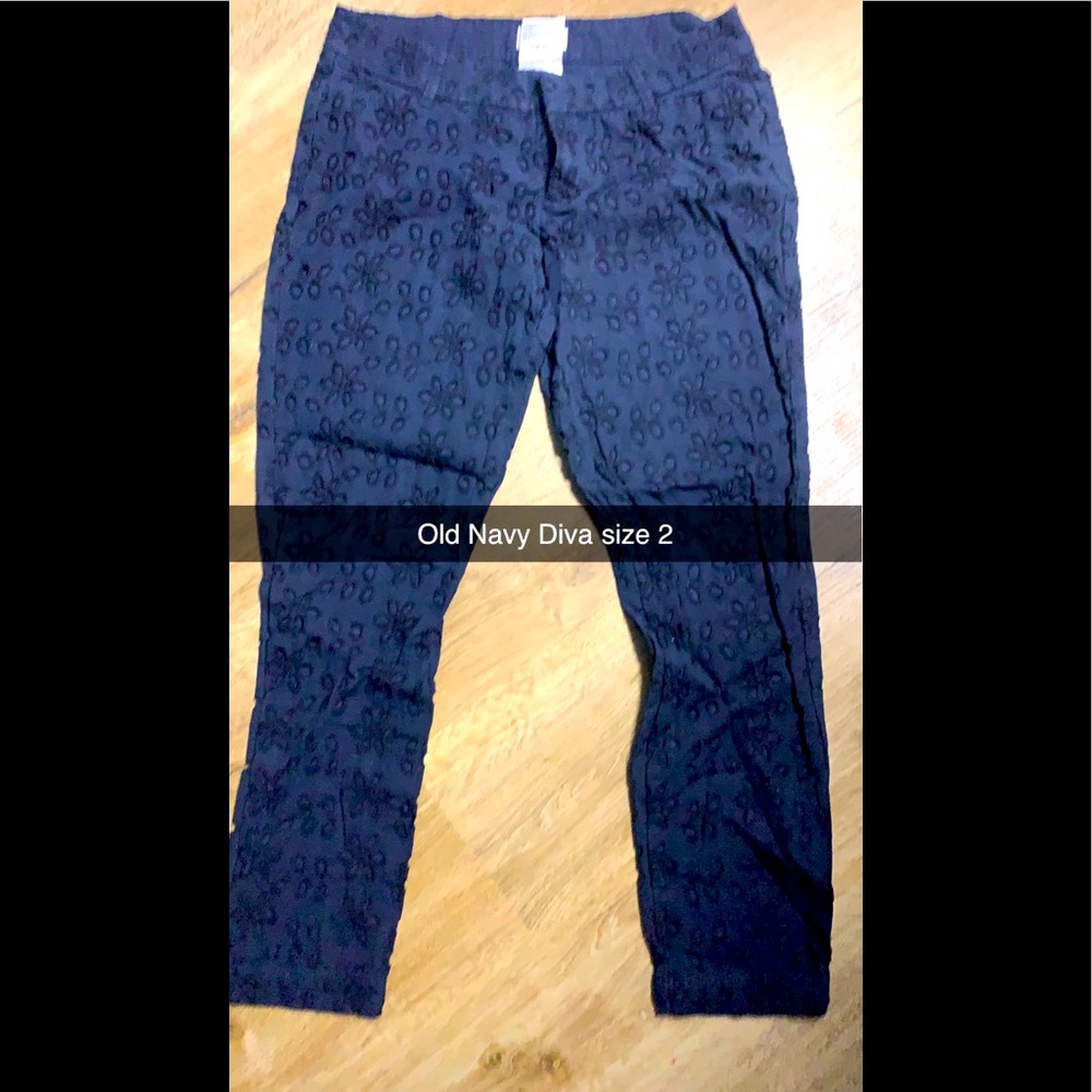 Navy blue pants with eyelet design